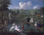Edward Haytley The Brockman Family and Friends at Beachborough Manor the Temple Pond looking towards the Rotunda china oil painting artist